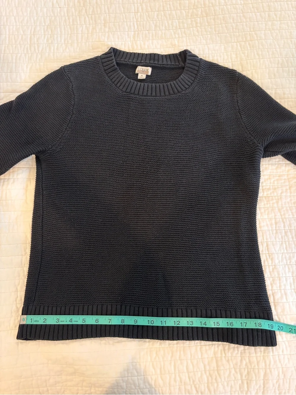 J. Crew Black Basket-Stitch Knit Crewneck Sweater